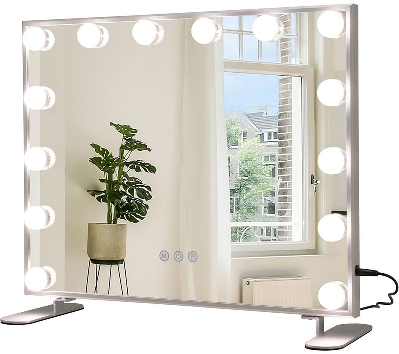 Miroir De Maquillage Hollywood 14 Ampoules LED, 50x18x43 Cm