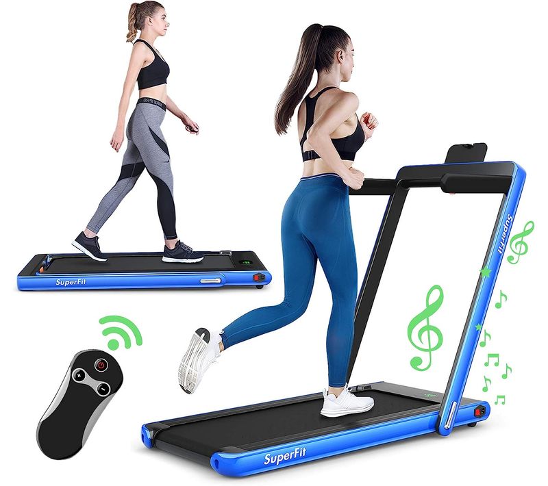 Tapis De Course Electrique Pliable, Moteur 600w, Vitesse Ajustable De 1 à 12 Km/h, Bleu