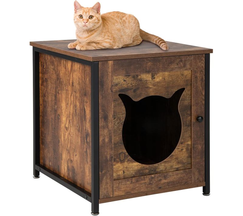 Maison De Toilette Pour Chats Avec Porte 50x53x55cm Meuble à Litière
