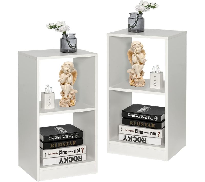 Lot De 2 Bibliothèques à 2 Niveaux, Étagère De Rangement Avec 2 Compartiments, 38 X 33 X 72,5 Cm