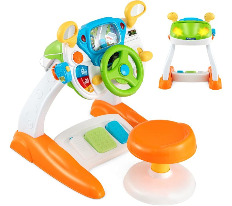 Simulateur De Conduite, Volant Electronique Pour Enfants Avec Tabouret, Sons Et Lumières