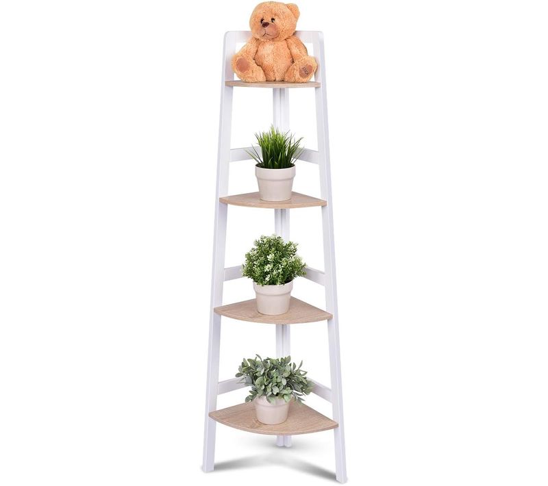 Etagère D'angle/meuble D'angle En Mdf Avec 4 Etagères Bibliothèque/etagère De Coin