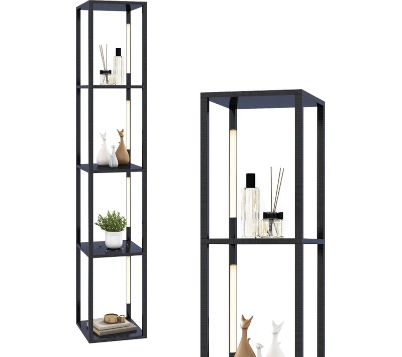 Lampadaire Salon 163cm Avec 4 Étagères Ampoules LED à 3 Intensités Variable