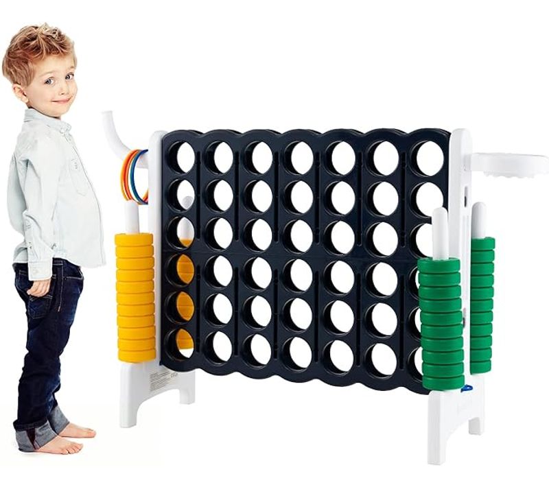 Jeux Puissance 4 Géant Pour Enfants Multifonction 3 En 1 Avec Cerceau Blanc