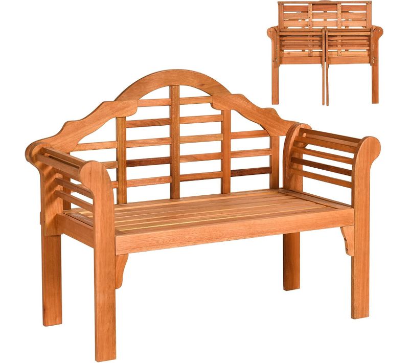 Banc De Jardin Pliable En Bois En Eucalyptus Avec Dossier Haut,charge 360kg,123 X 54 X 96cm