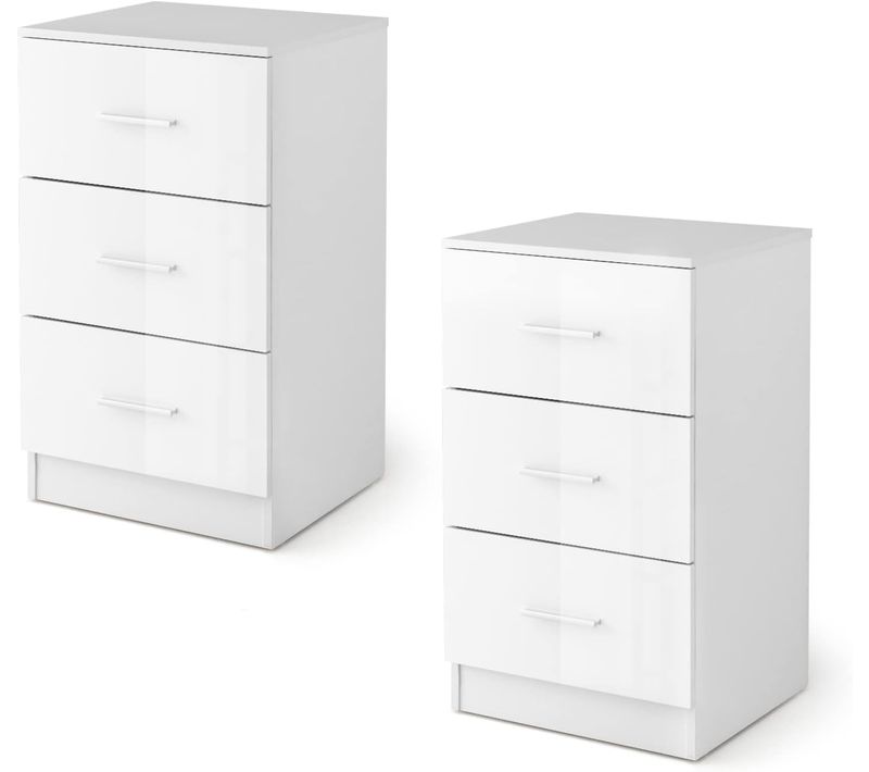 Lot De 2 Caisson De Bureau Meuble De Rangement Avec 3 Tiroirs A4,37 X 34 X 66,5 Cm Blanc