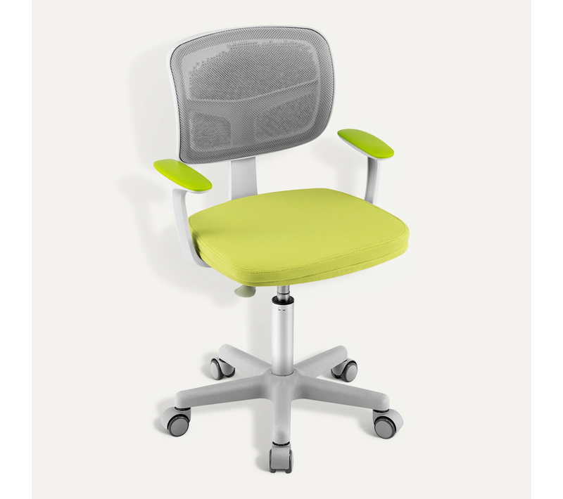 Chaise De Bureau Pivotante Enfants à Roulettes Avec Hauteur Réglable 80-91,5cm, 3-10 Ans Vert