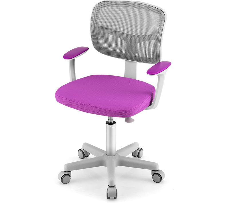 Chaise De Bureau Pivotante Enfants Avec Hauteur Réglable 80-91,5cm, Coussin Amovible, 3-10 Ans