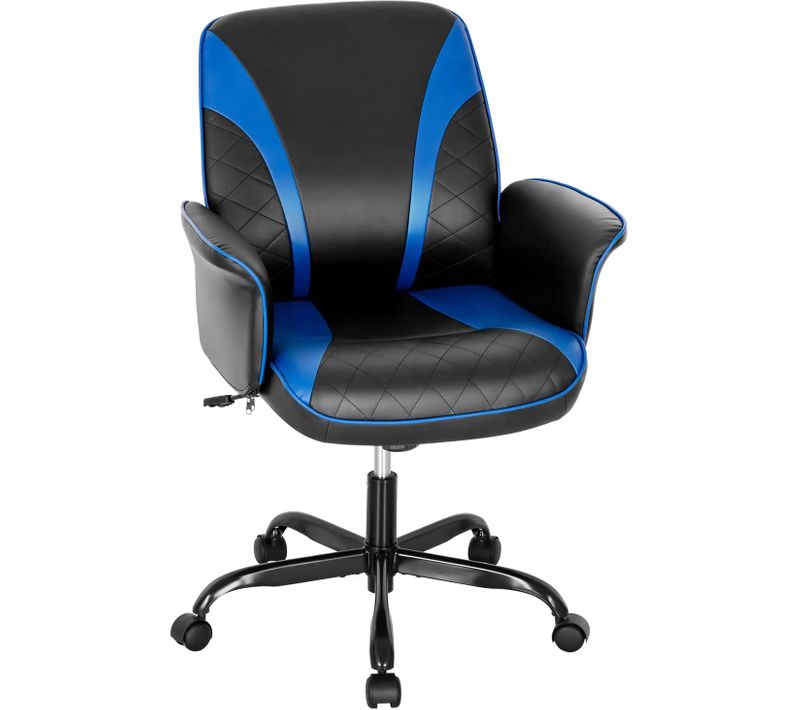Chaise Gaming Cuir Pvc Ergonomique Pivotant, Réglable En Hauteur, Base En Métal Charge 150kg