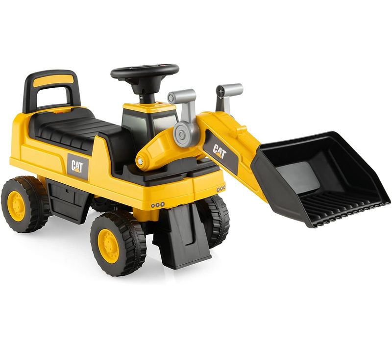 Jouet Bulldozer Porteur Enfants Avec Godet Réglable, Pelle Excavatrice Avec Klaxon Et Rangement, Ro