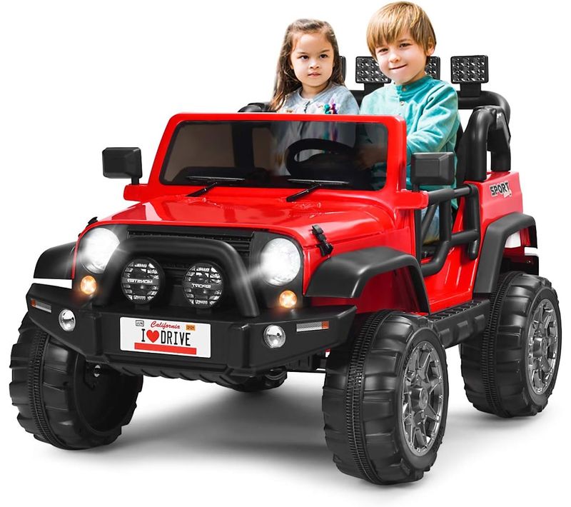 Voiture 4x4 Électrique 12v Pour Enfants 3+ Ans, Avec 2 Places, Télécommande 2.4g, Suspension à Ress