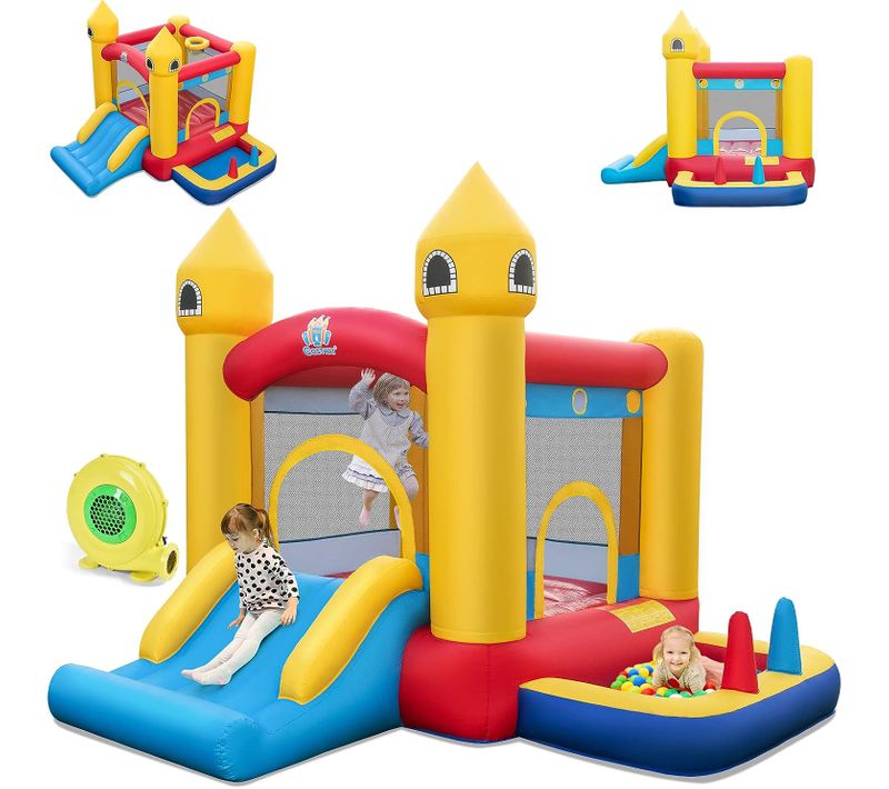 Château Gonflable 6 En 1 Enfants Avec Souffleur 480w, Maison De Saut Gonflable En Tissu Oxford