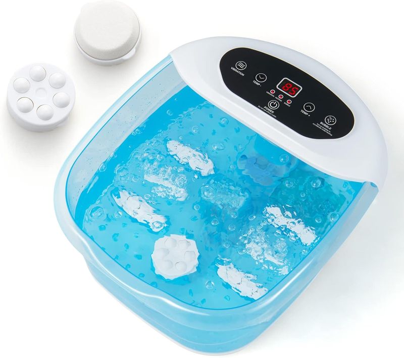 Bain De Pieds Avec Massage Automatique, Chauffage Rapide 35°c à 46°c, Vibration Des Bulles,bleu