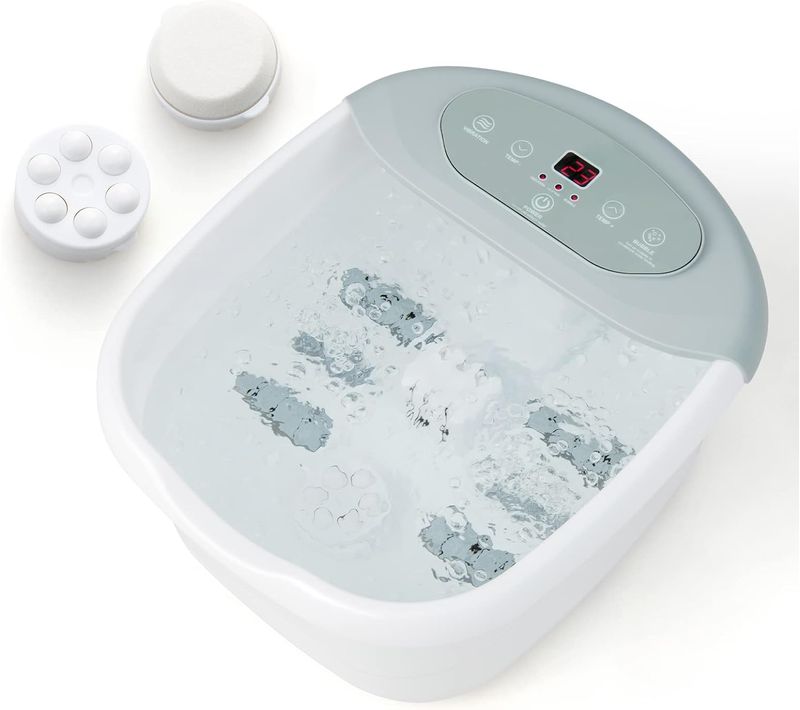 Bain De Pieds Avec Massage Automatique, Chauffage Rapide 35°c à 46°c, Vibration Des Bulles, Gris