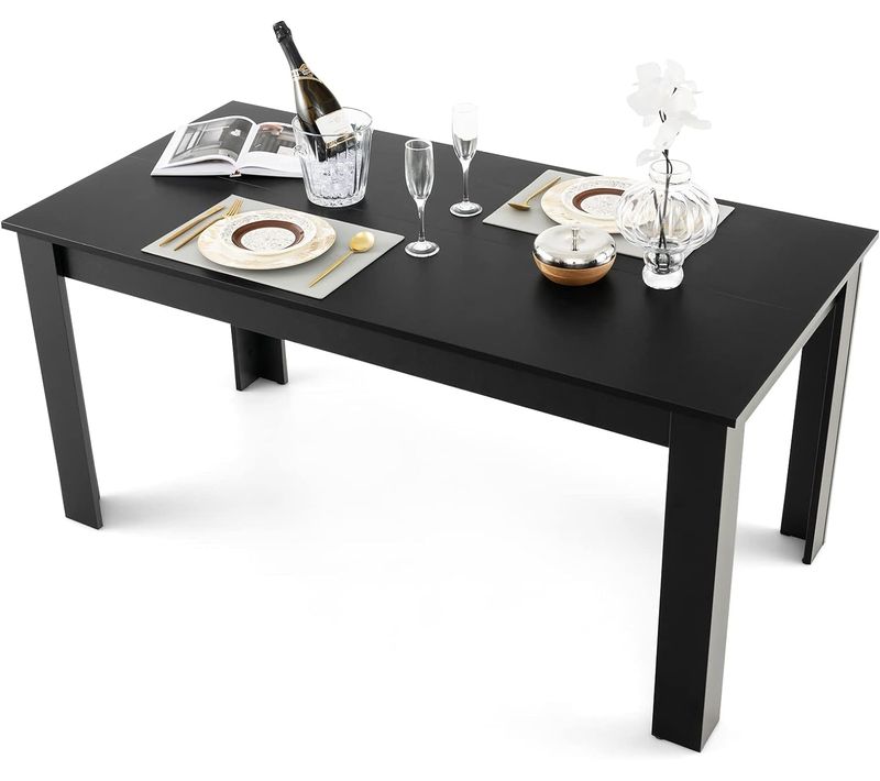 Table De Salle à Manger De 160 Cm Pour 6-8 Personnes, Table Cuisine Rectangulaire Noir