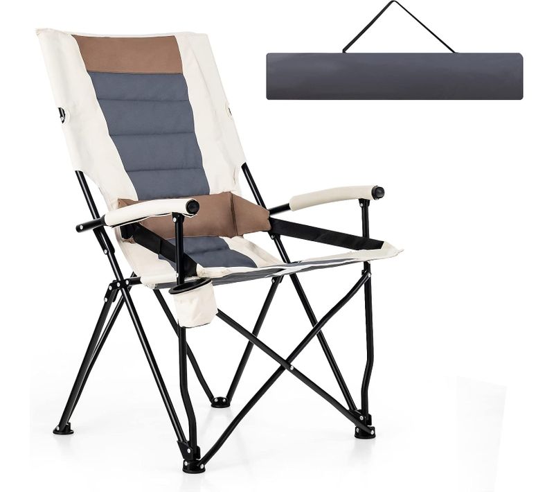 Chaise Pliante Camping Charge 150 Kg, Fauteuil Pliant Camping Extérieur Portable Cadre Métal