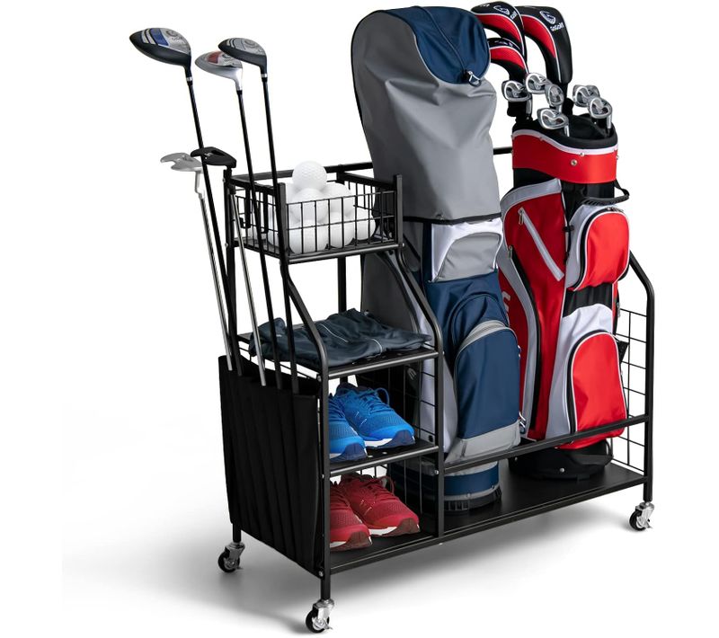 Support De Rangement Pour Sac De Golf Avec Roues Universelles Verrouillables