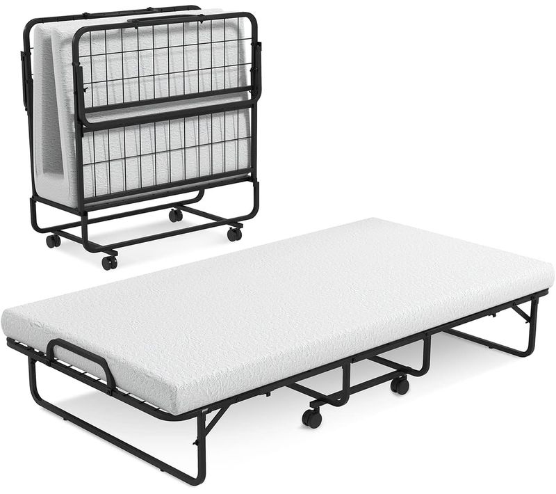 Lit Pliant 1 Personne Adulte 191x96cm Avec Matelas En Mousse