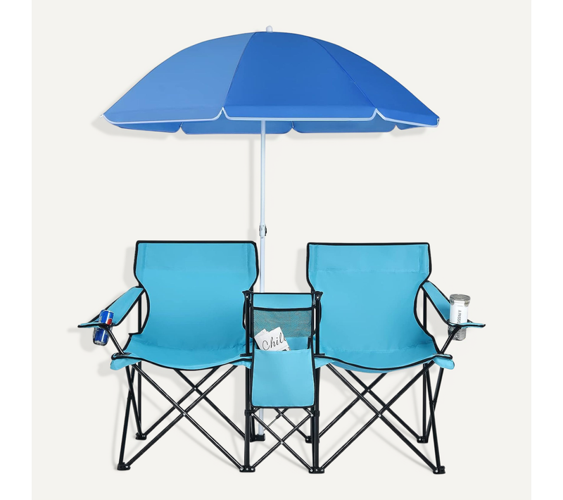 Chaise De Camping Pliante, Fauteuil De Jardin 2 Places 152x52x85cm, Charge Max 113 Kg