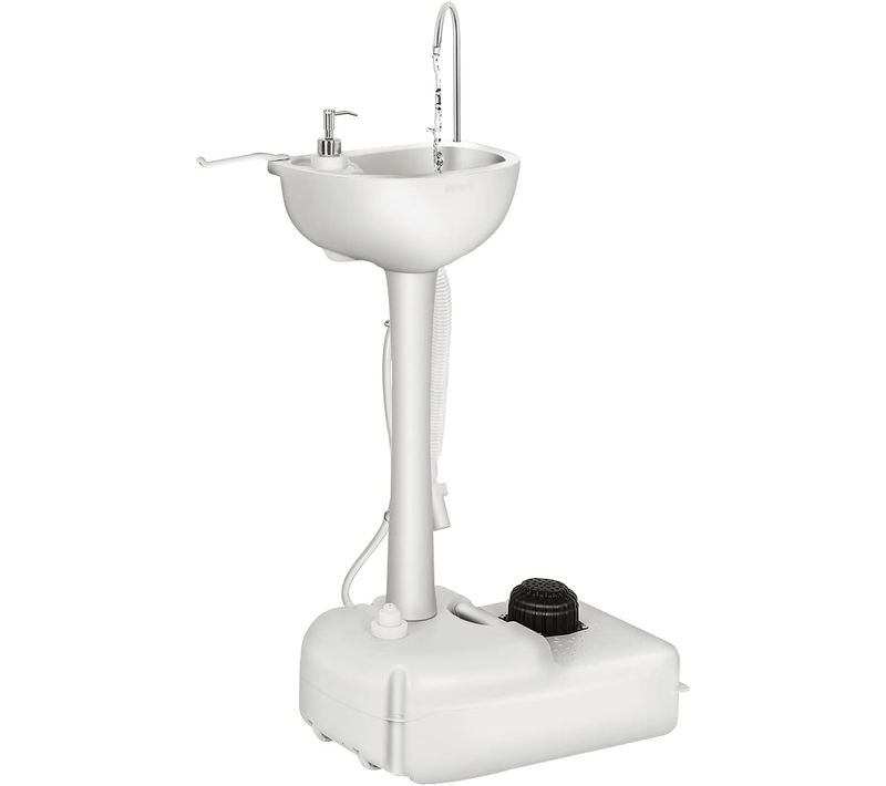 Évier De Camping à Pompe à Pied Portable Avec Réservoir D'eau De 17l Et Distributeur De Savon