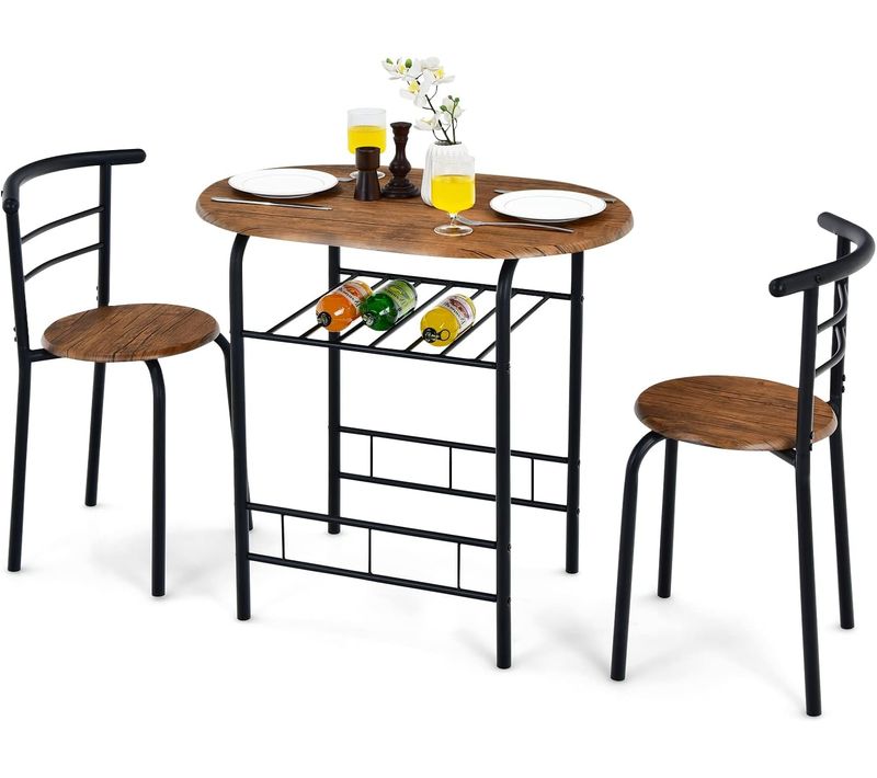 Ensemble De Table Et 2 Chaises De Salle à Manger,80 X 53 X75cm (l X L X H) Marron + Noir