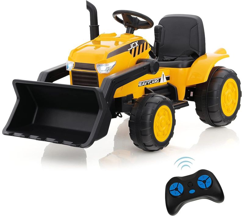 Excavatrice Tracteur Electrique 12v Pour Enfant Avec Télécommande 2,4g, Pelleteuse Avec 4 Penus