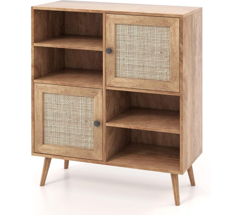 Buffet Cuisine, Meuble De Rangement Avec 2 Placards 4 Compartiments