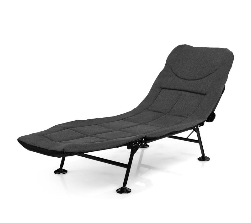 Lit De Camp Pliable 1 Personne,lit Camping Pliant Portable Léger à Dossier Réglable 6 Positions,gris