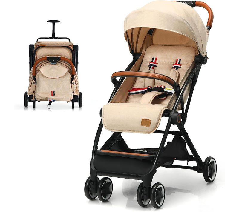 Poussette Canne Bébé 0-3 Ans(charge 15 Kg) (beige)