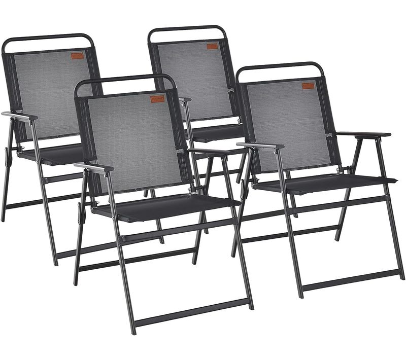 Chaise Pliante Extérieur Lot De 4, Chaise De Jardin Pliante Gris