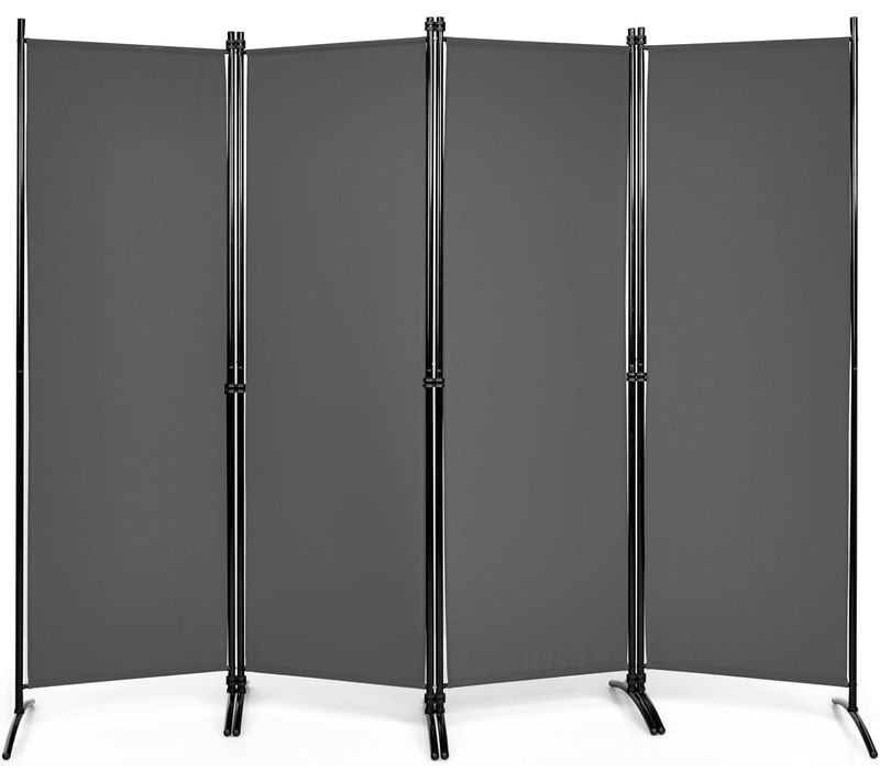 Paravent Intérieur Pliable 4 Panneaux 220x173cm, Cloison De Séparation Séparateur De Pièce En Tissu