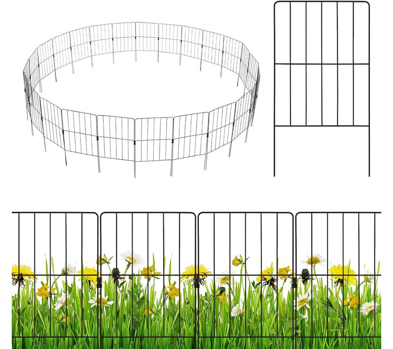 Clôtures De Jardin 25 Pièces Pliable En Métal, Barrière Jardin Exterieur  825 X 60cm
