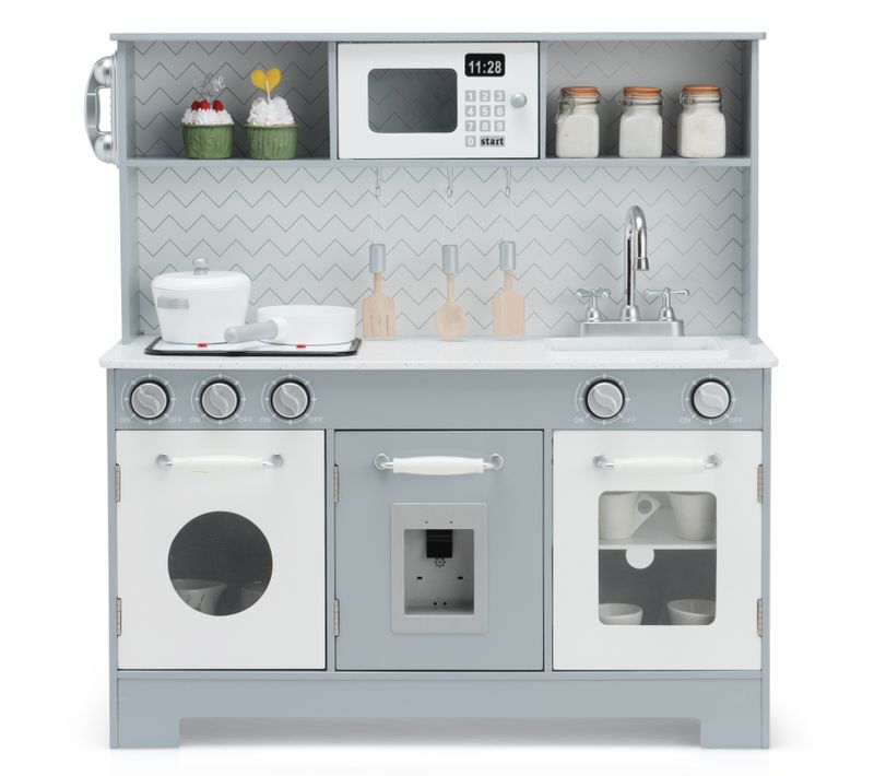 Cuisine Enfants Avec Lumière Et Effet Sonore, Cuisiniere Enfants Avec Téléphone Et Micro-ondes(gris)