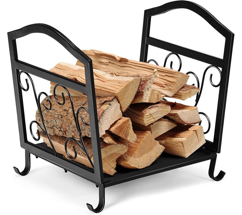 Range Bûche Intérieur, Porte-bûches Métal Charge 60 Kg Pour Rangement Bois Intérieur 43 X 40 X 32 Cm