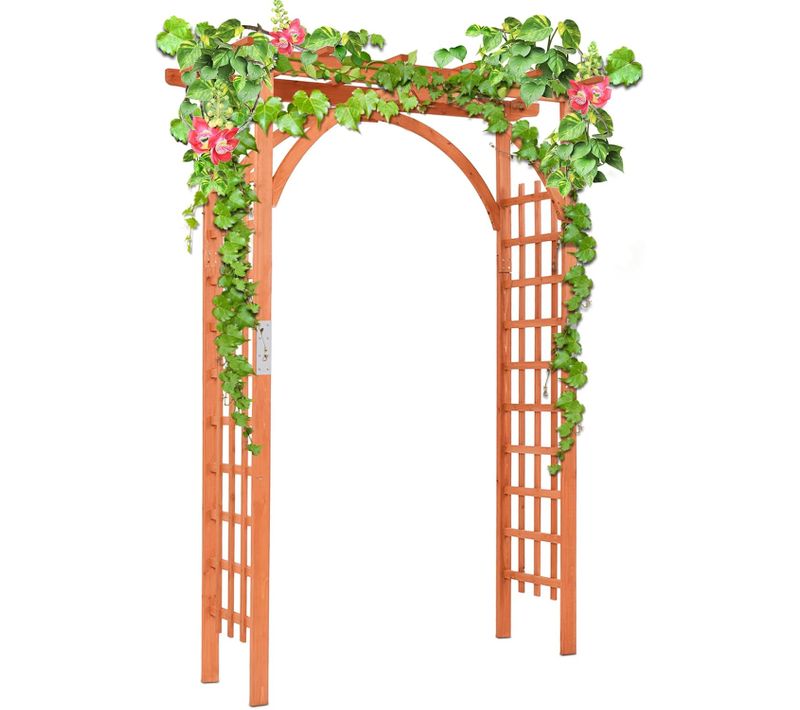 Arche De Jardin En Bois Pour Plantes Grimpantes, Arceau à Rosiers En Treillis Extérieur 160x60x217cm