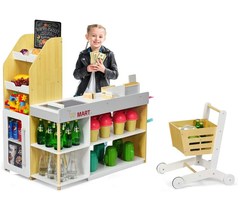 Jouet De Supermarché Pour Enfant, Caisse De Supermarché, Scanner, Chariot,lecteur De Carte