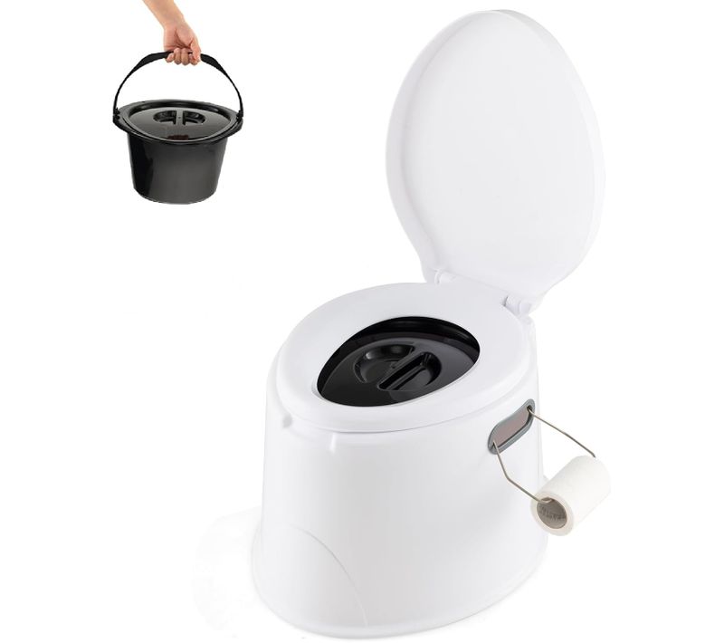 Toilette Sèche Portable Extérieure 5l Avec Seau Intérieur Et Porte-papier  Charge Max 200 Kg
