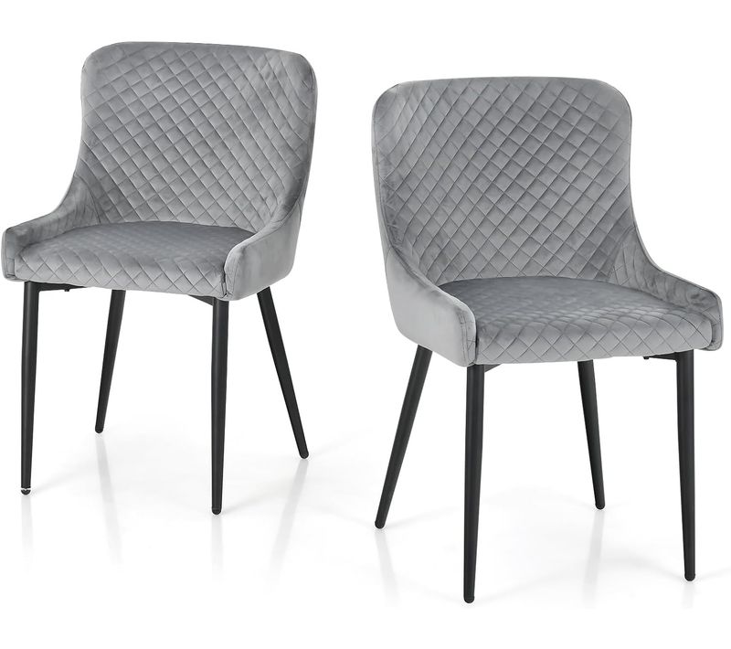 Chaise Salle à Manger Lot De 2, Chaise Velour De Cuisine Avec Dossier Rembourré Et Pieds En Métal