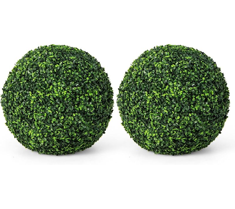 2 Boules De Buis Artificielles 48 Cm Résistantes Aux Uv