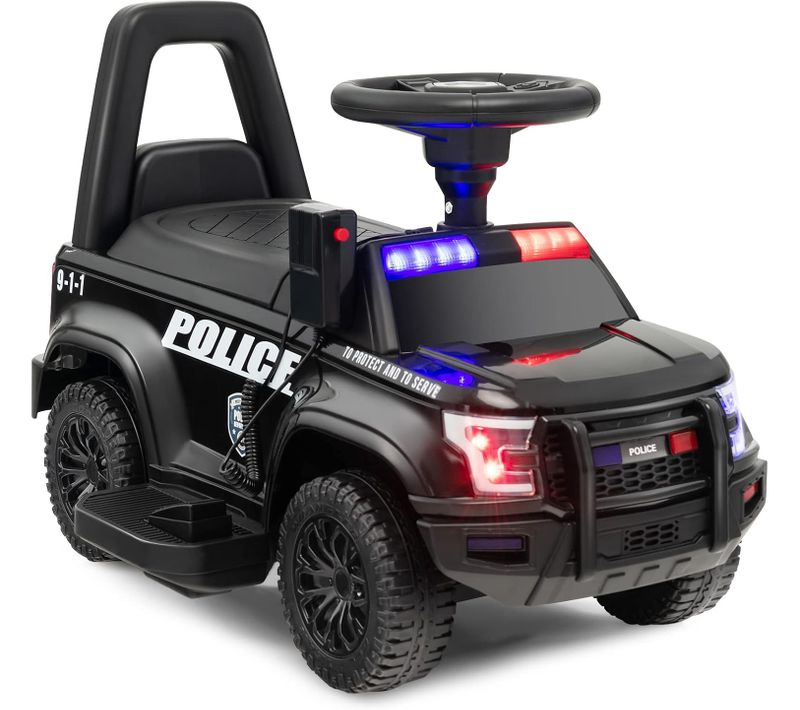 Porteur Enfants Avec Mégaphone Et Autocollant De Police, Charge 25 Kg(noir)