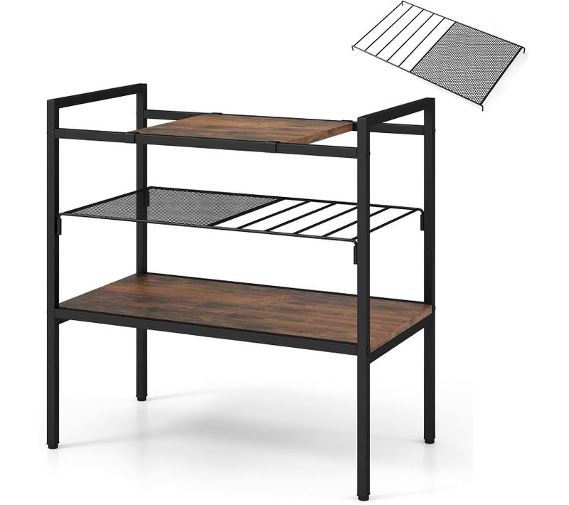 Table D'appoint, Bout De Canapé 3 Niveaux, Cadre En Métal, Plateau Amovible, 60 X 33,5 X 61 Cm