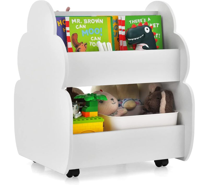 Bibliothèque Enfants En Bois Avec Forme D’arbre, Étagère De Rangement Enfants, 3 Ans+ (blanc)