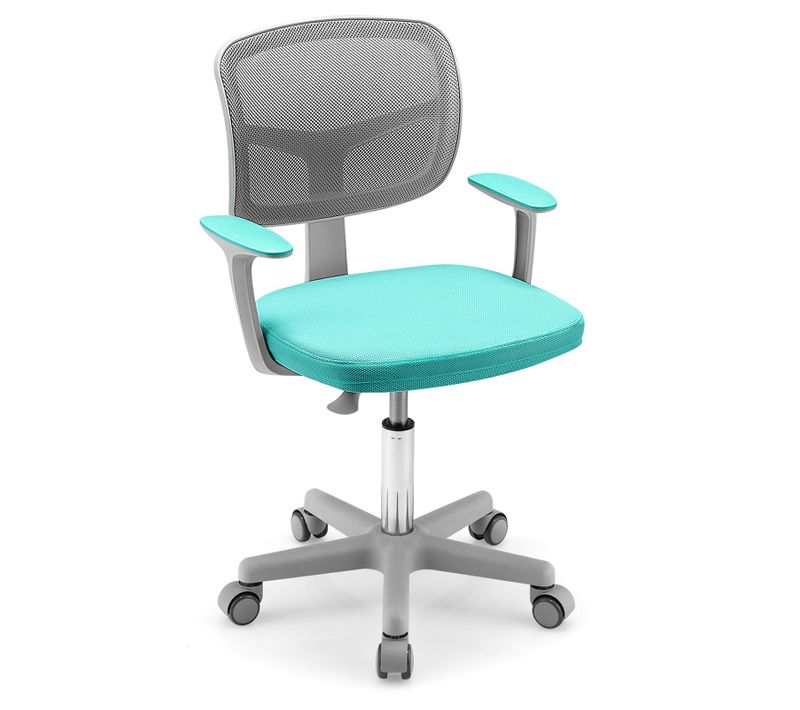 Chaise De Bureau Pivotante Enfants Avec Hauteur Réglable 80-91,5cm, Siège à Roulettes, 3-10 Ans