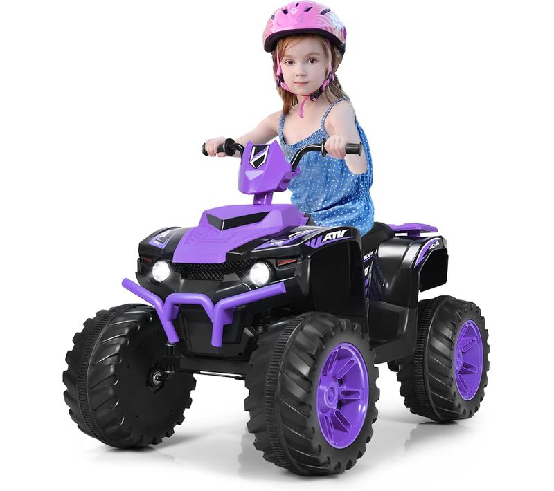 Quad Électrique 12v Pour Enfants 3-7 Ans, Vitesse 2,8-5 Km/h,104 X 67 X 74 Cm (violet)