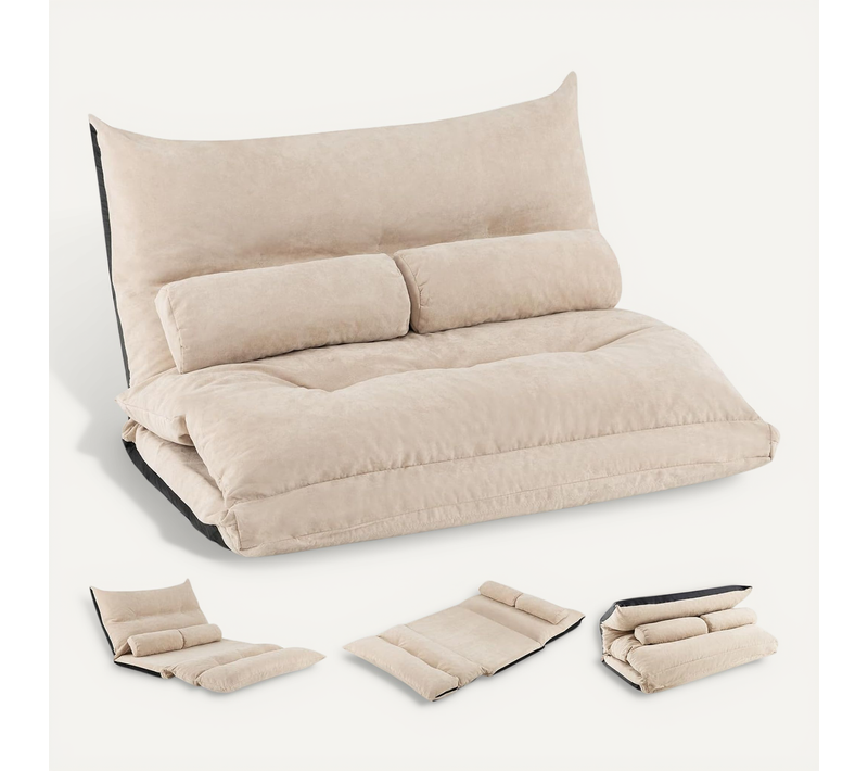 Canapé-lit Paresseux Pliable, Canapé Convertible Avec Dossier Réglable à 42 Positions (beige)