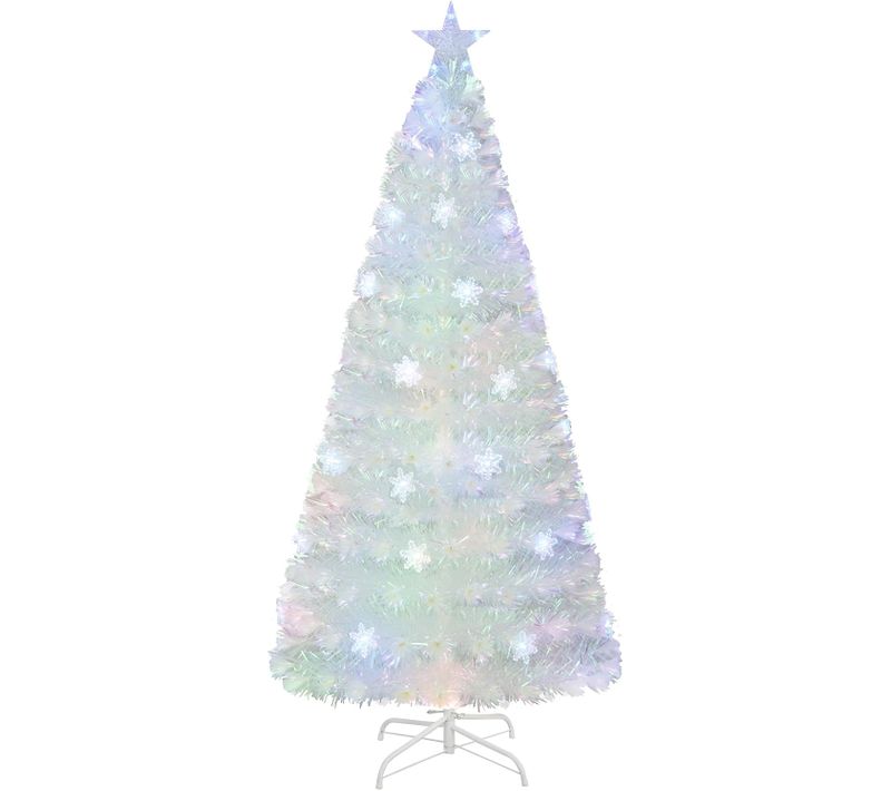Sapin De Noël Artificiel à Fibre Optique Pré-éclairé , Lumières LED Flocon De Neige Multicolores