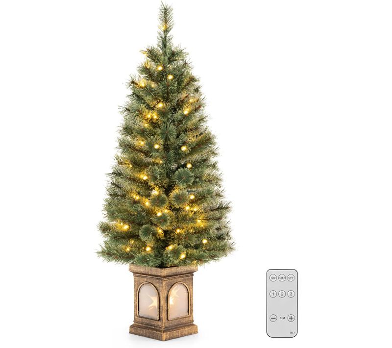 Sapin De Noël Artificiel 120 Cm, Avec Aiguilles De Pin, 116 Branches, 100 Lumières LED,télécommande
