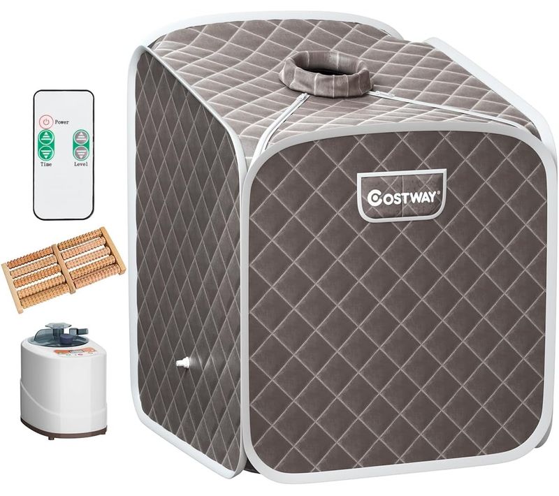 Sauna à Vapeur Portable 2l,chaise 9 Niveaux De Température Réglables, 1 Personne - Gris