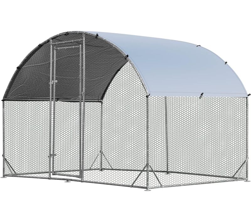 Grand Poulailler En Métal 190 X 280 X 195 Cm, Enclos à Poulets Pour Cour Avec Toit Et Grillage