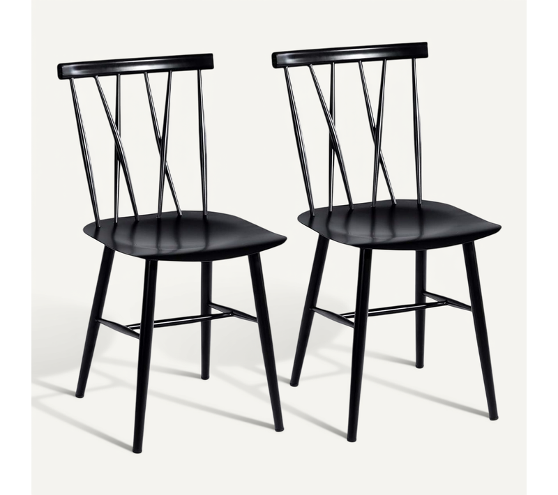 Chaise Salle à Manger Lot De 2,chaise Cuisine En Métal, Hauteur D'assise 43,5 Cm,charge 150 Kg,noir